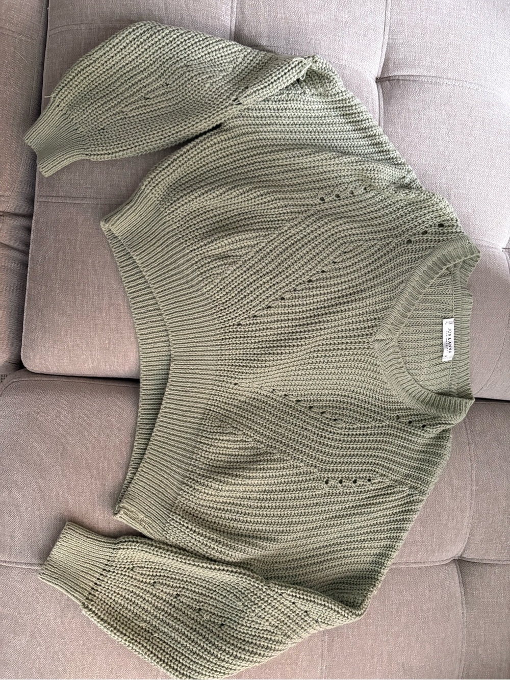 Jon & Anna Olive Green Ribbed Knit Crewneck Sweater